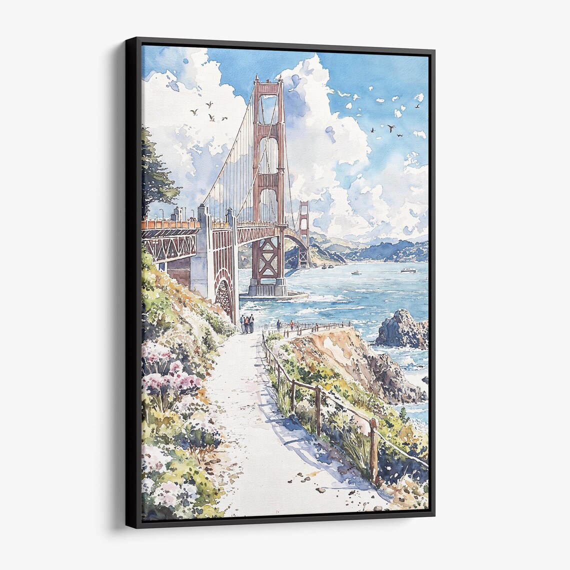 Golden Gate Bridge San Francisco Watercolor Art Print