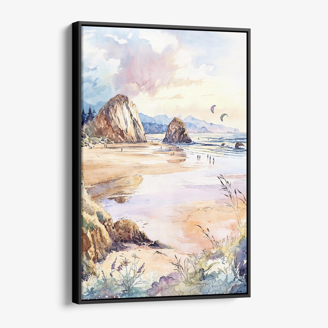 Oregon Coast Watercolor Beach Landscape Art Print