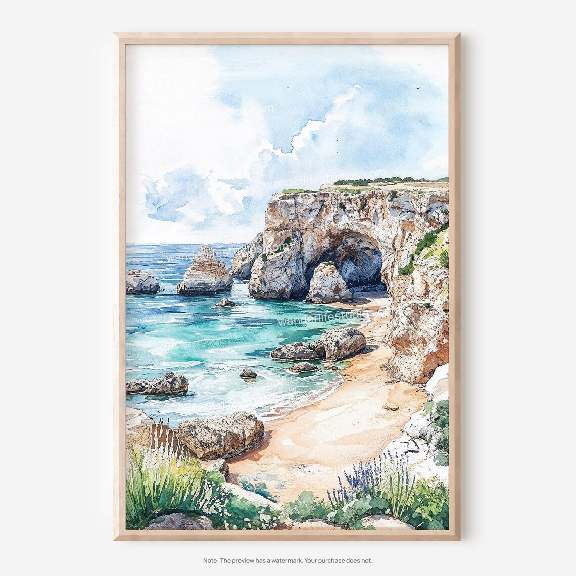 Algarve Portugal Watercolor Travel Poster