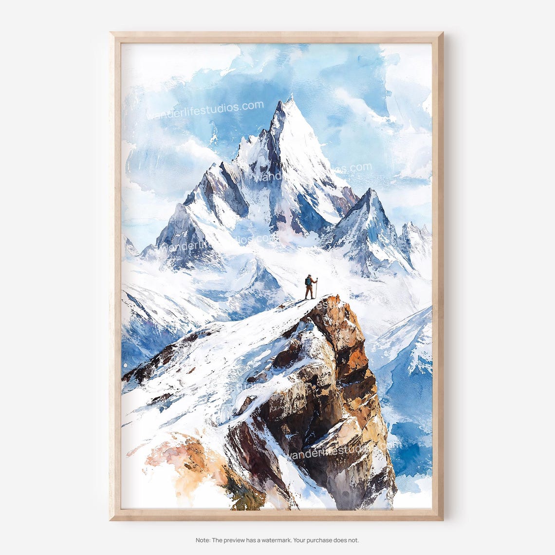 Watercolor Wall Art Mountain Landscape