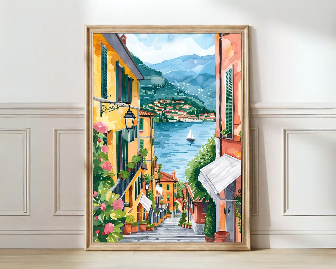 Lake Como Travel Poster, Italy Wall Art Print