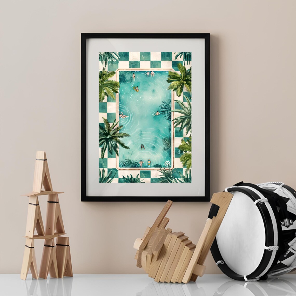 Swimming Pool Watercolor Vacation Travel Poster - Image 2