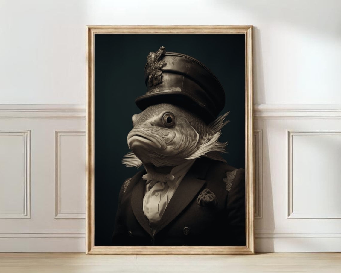 Fish Victorian Animal Portrait Vintage Art Print