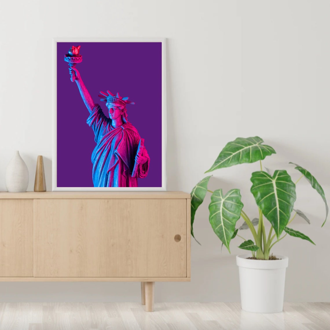 Statue of Liberty Neon Pink and Blue Pop Art Maximalist Poster - Image 2