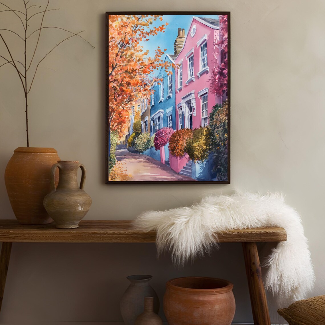 London Illustration Fall Soho Watercolor Art Print - Image 3