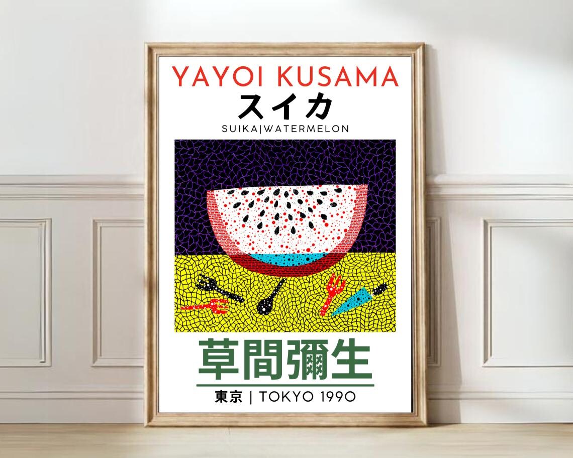 Yayoi Kusama Watermelon Exhibition Poster, Japandi Wall Art