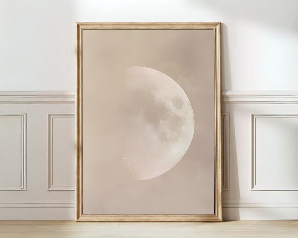 Moon Print, Moody Beige Maximalist Poster