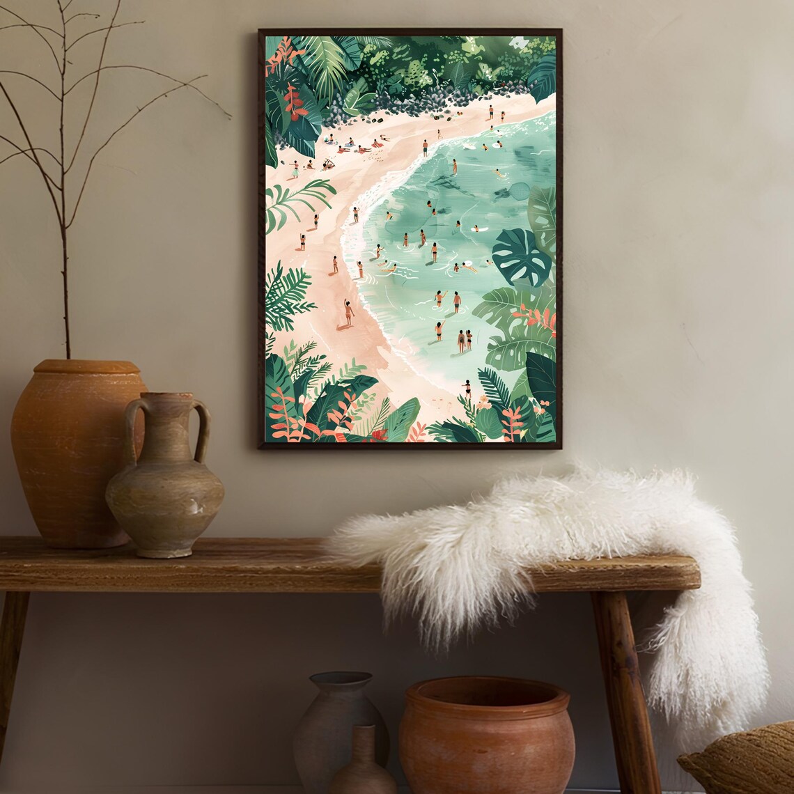 Thailand Illustration Beach Print, Floral Summer Nostalgia - Image 2