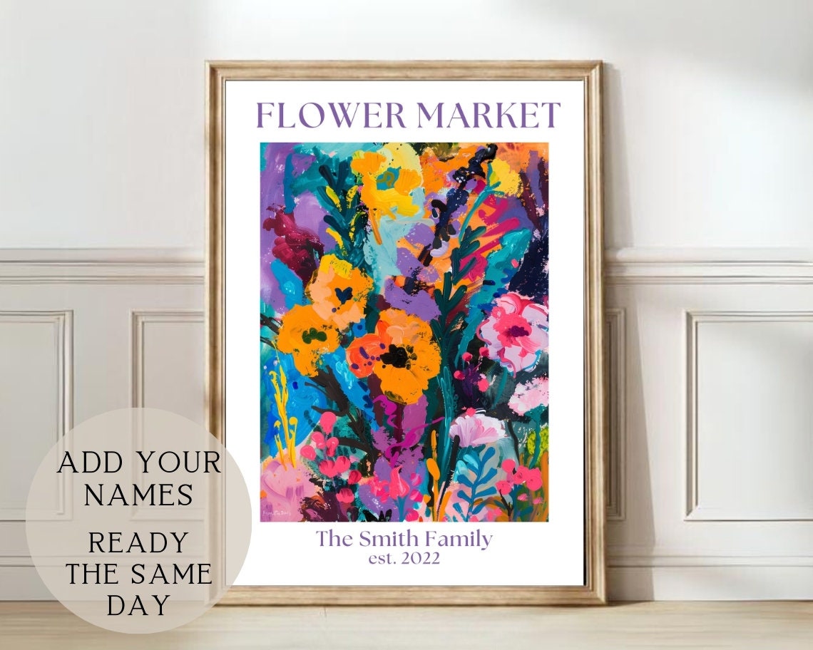 Mothers Day Flower Print Family Flower Garden Personalized Flower Market Print Gift For Mom Mothers Day Gift Mom Print Family Garden Print