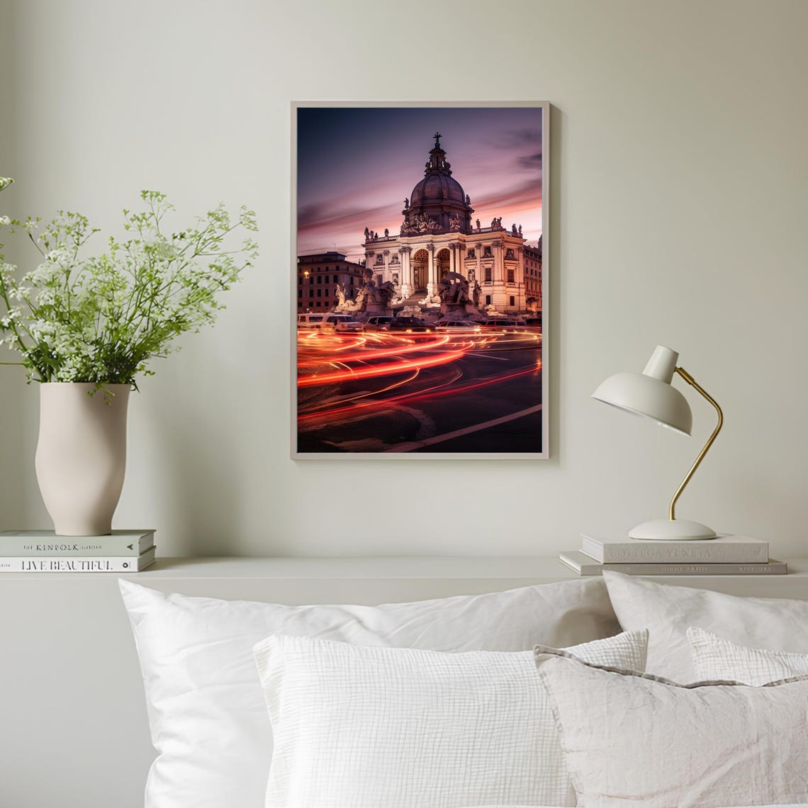 Rome Trevi Fountain Beautifully Illuminated At Dusk Photography Poster - Image 3
