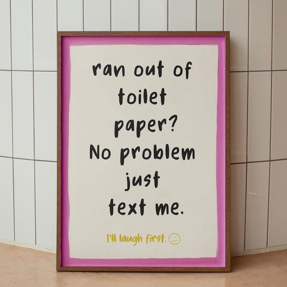 Bathroom Wall Decor Humorous Posters Funny Print Cute Poster Trendy Typography Dopamine Pink Art
