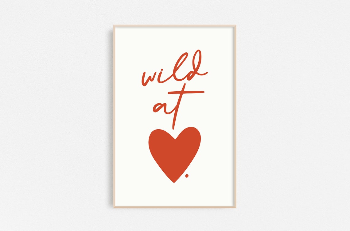 Wild At Heart Script Rust Heart Romantic Bohemian Minimalist Poster