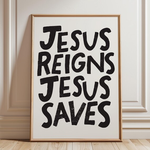 Jesus Reigns Jesus Saves Retro Black Christian Faith Poster Gift