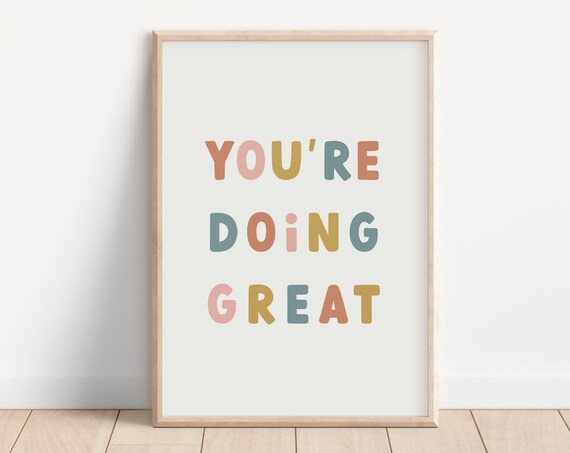 You're Doing Great Colorful Block Letter Kids Affirmation Poster