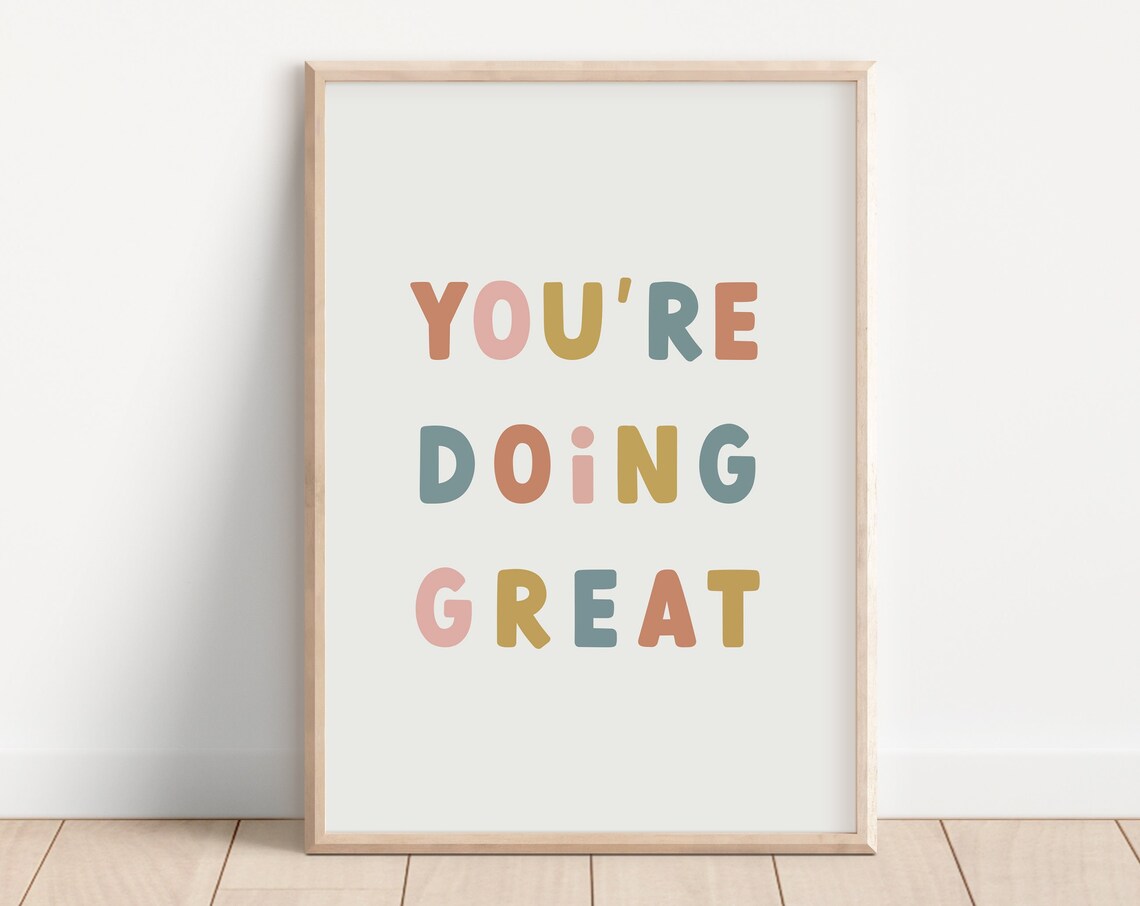 You're Doing Great Colorful Block Letter Kids Affirmation Poster
