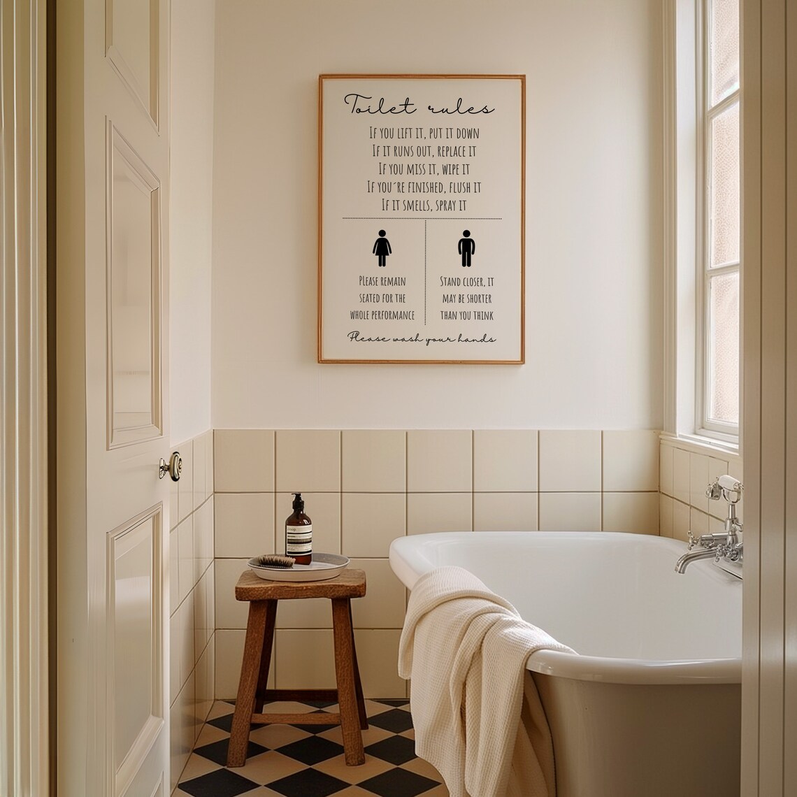 Toilet Rules Funny Bathroom Wall Art Print - Image 3