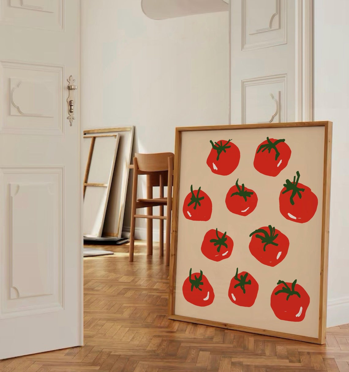Retro Red Tomato Pattern Vintage Kitchen Eclectic Food Art Poster - Image 3