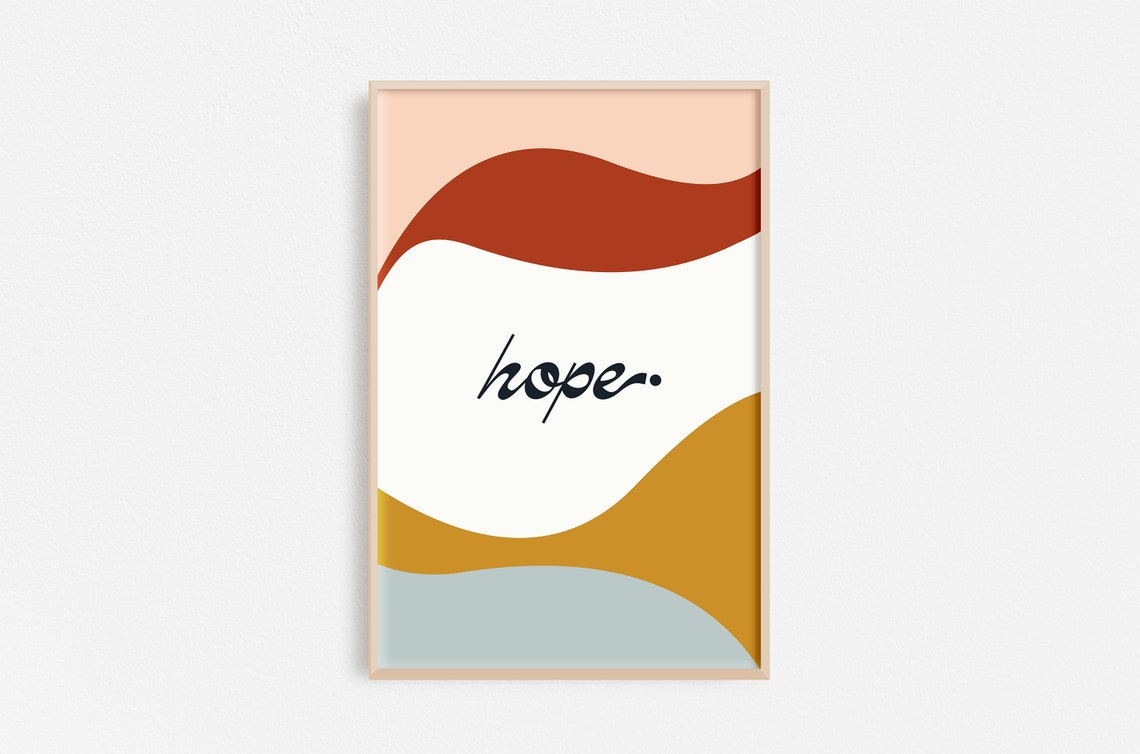 Hope Script Abstract Colorful Waves Modern Minimalist Boho Poster