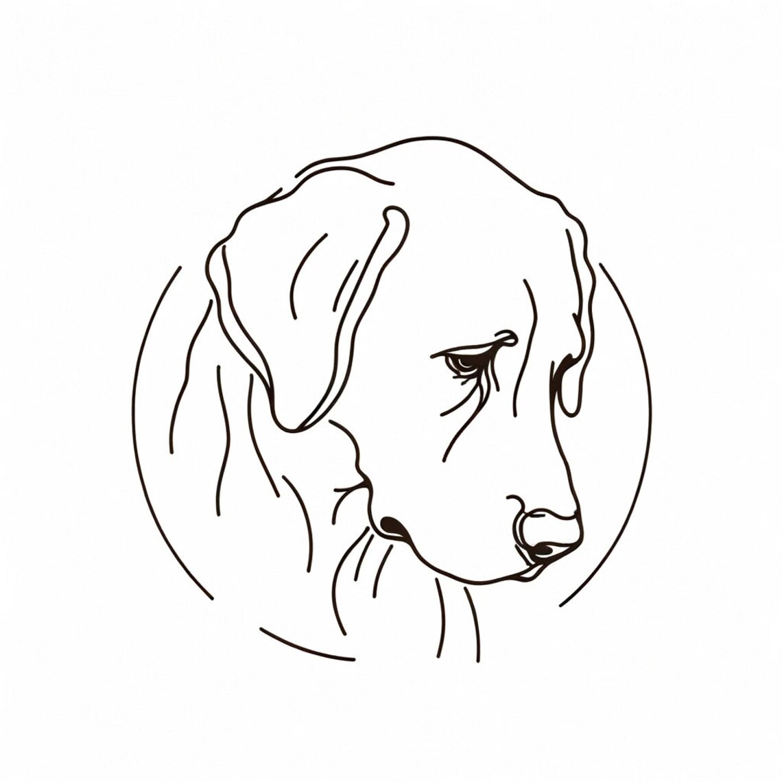 Dog Head Line Art Portrait Sad Eyes Minimalist Dog Lover Poster