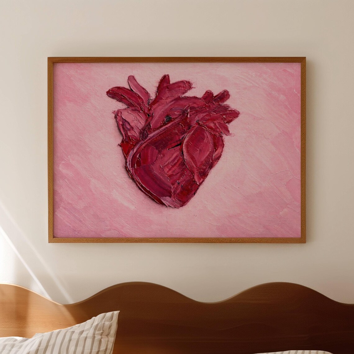 Pink Anatomical Heart Impasto Textured Oil Painting Bold Art Poster