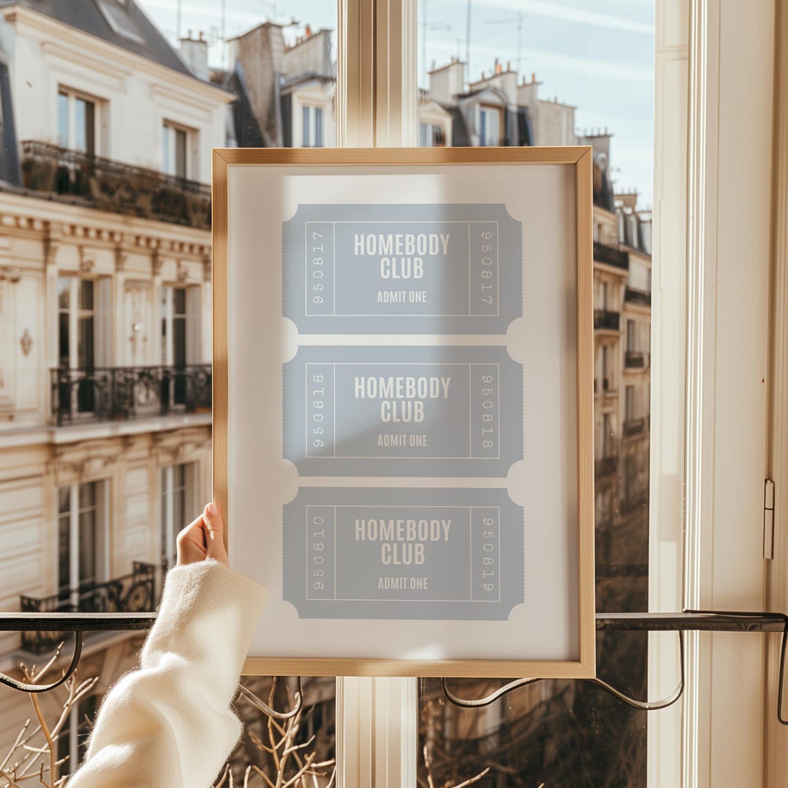 Homebody Club Admit One Blue Retro Ticket Poster for Home Decor
