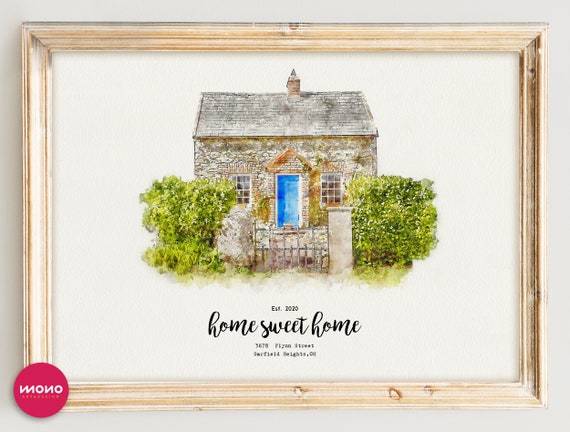 Watercolor House Painting, House Portrait Art Print