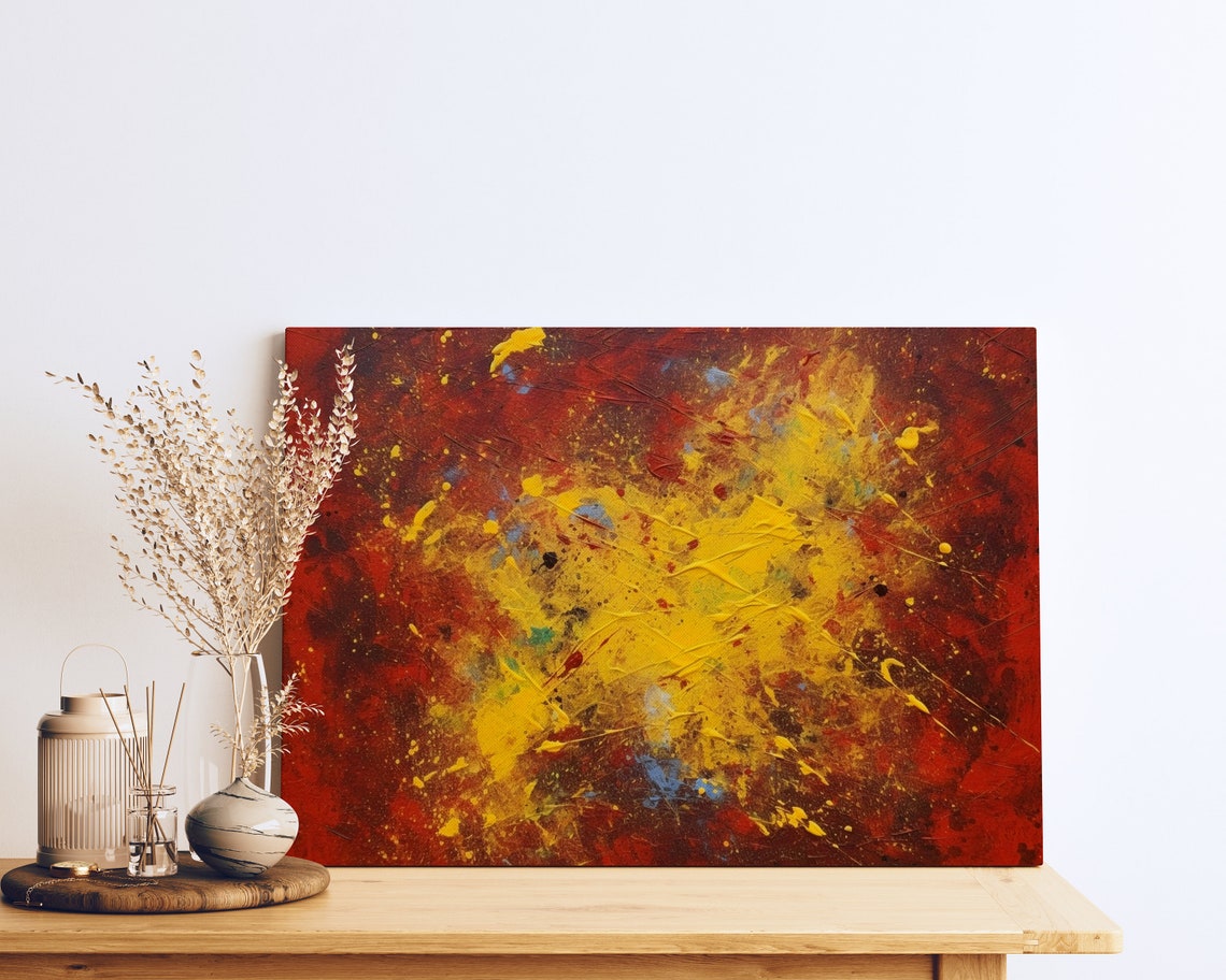 Fiery Red Yellow Swirling Abstract Expressionist Vortex Poster