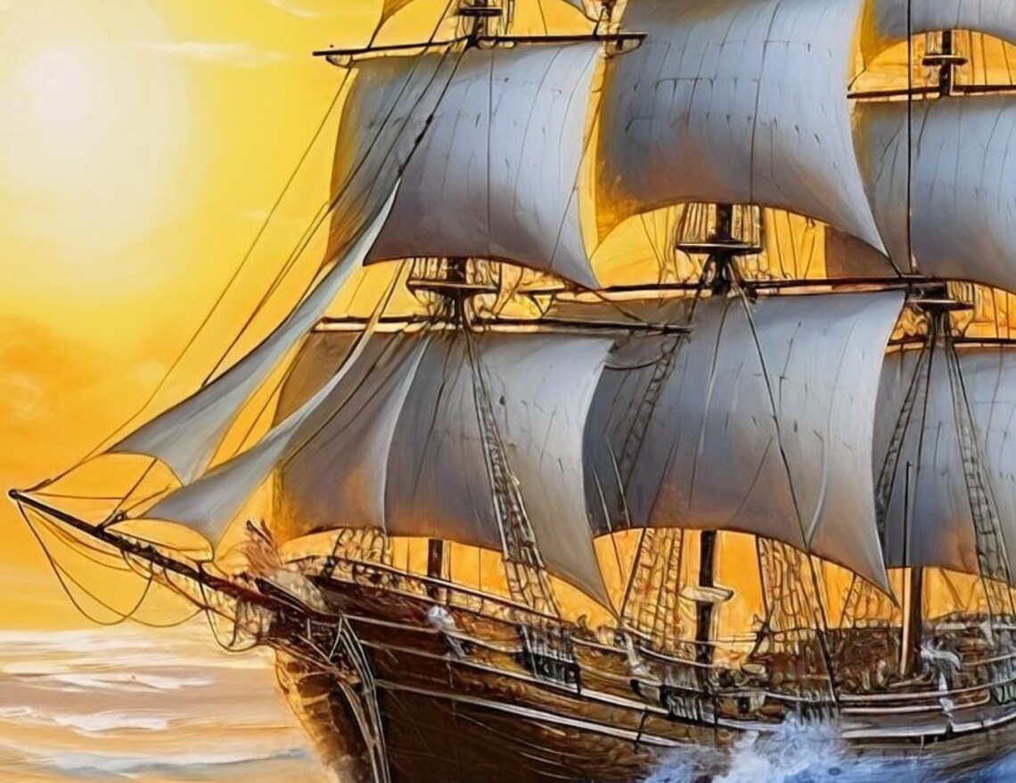 Old Sailing Ship Art Print, Vintage Maritime Scene - Image 3