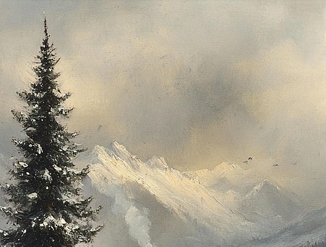 Peaceful Lakeside Cabin Winter Mountain Solitude Snow Pine Poster - Image 3