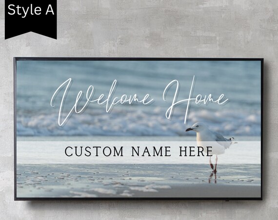 Personalized Welcome Home Beach Seagull Custom Name Coastal Poster