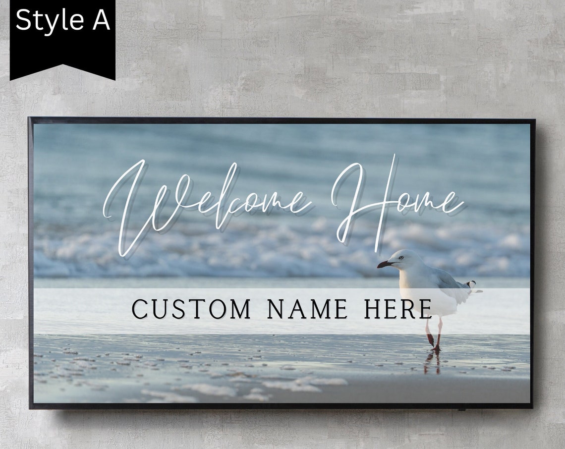 Personalized Welcome Home Beach Seagull Custom Name Coastal Poster