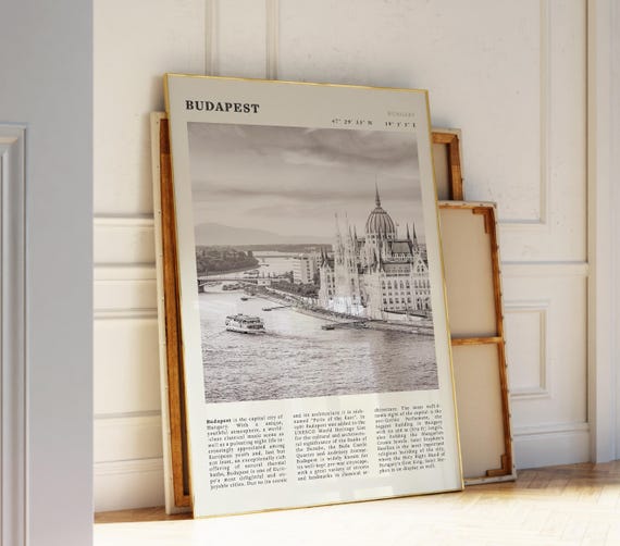 Budapest Black White Poster Vintage Danube River Print Ideal Gift For City Lovers