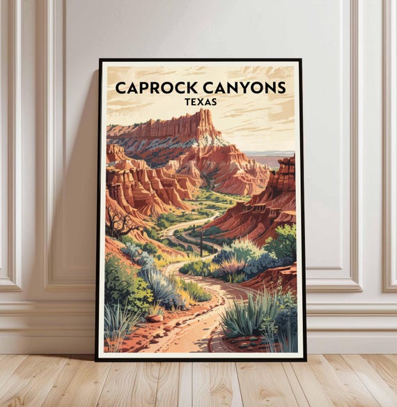 Caprock Canyons Texas Travel Print Wall Art Poster Illustration Gift For