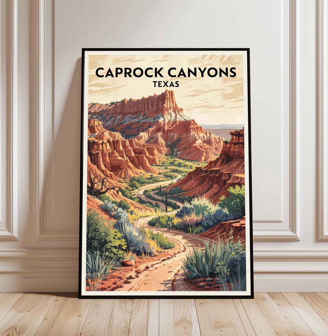 Caprock Canyons Texas Travel Print Wall Art Poster Illustration Gift For
