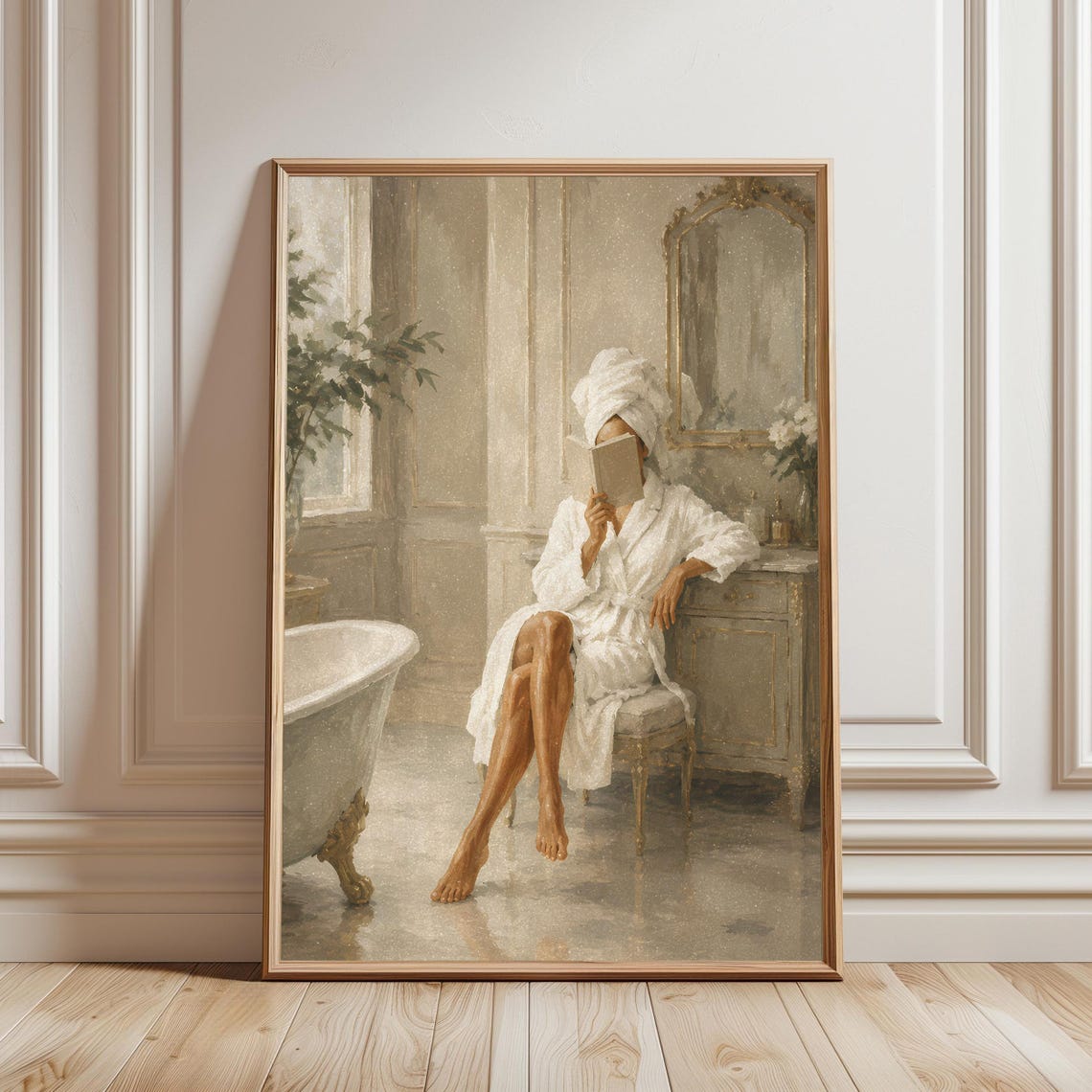 Woman Reading In Bathtub Print Luxury Bathroom Wall Art Relaxing Bath Decor