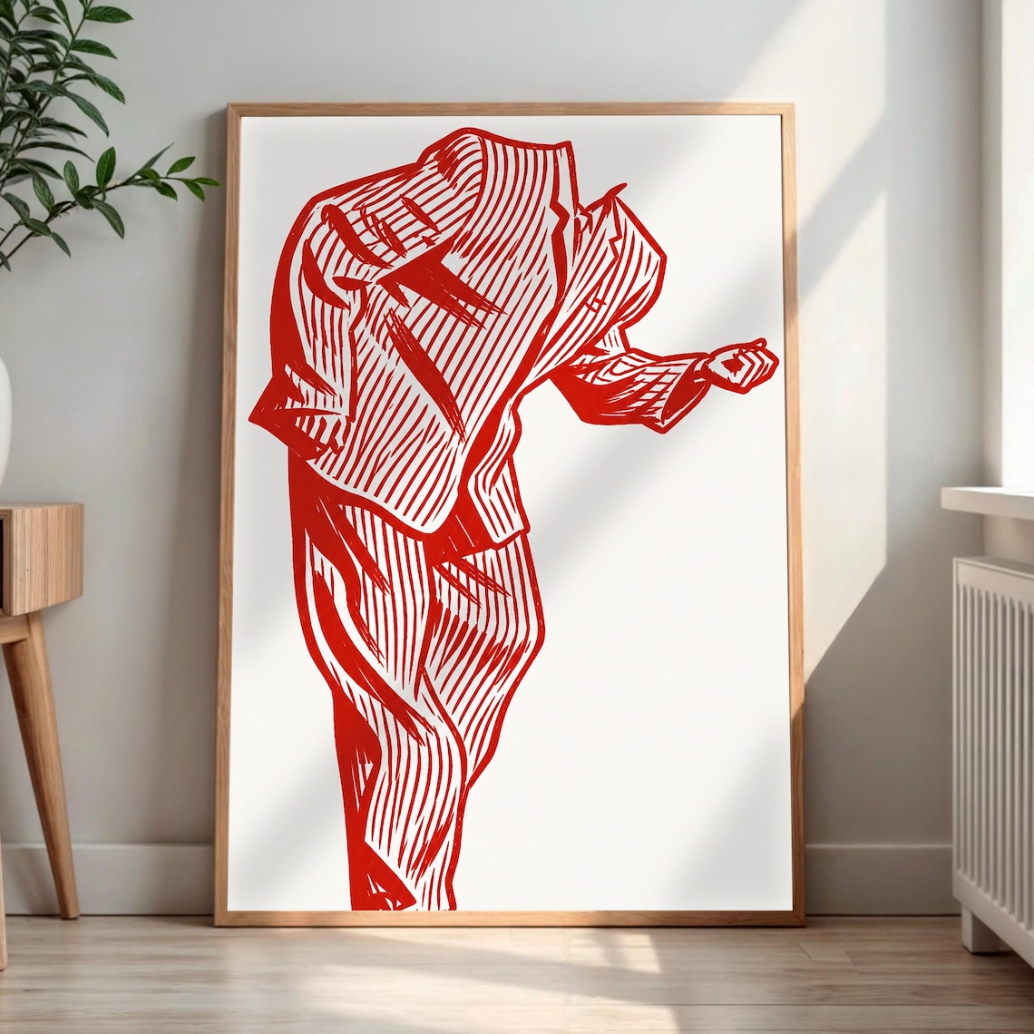 Abstract Line Art Figure In Suit, Minimalist Office