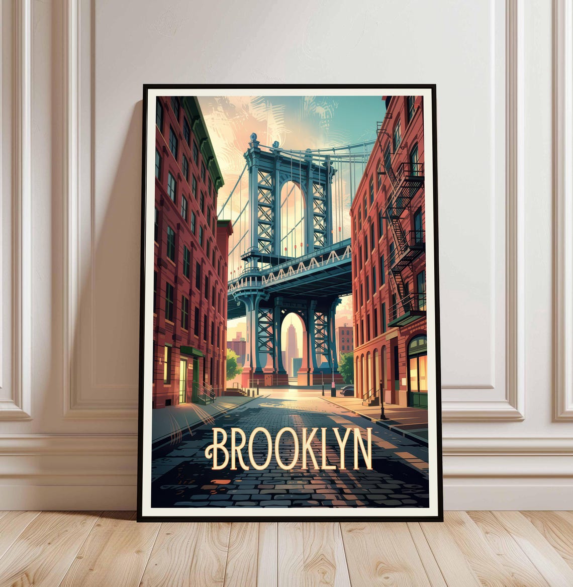 Brooklyn Poster New York Nyc Wall Art Bridge Print Skyline Modern City Posters Urban Prints
