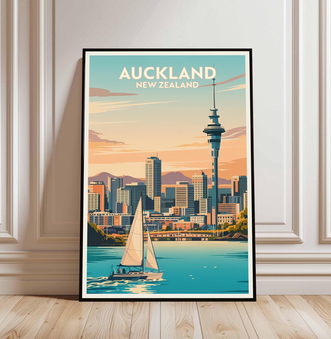 Auckland New Zealand Skyline Poster Print