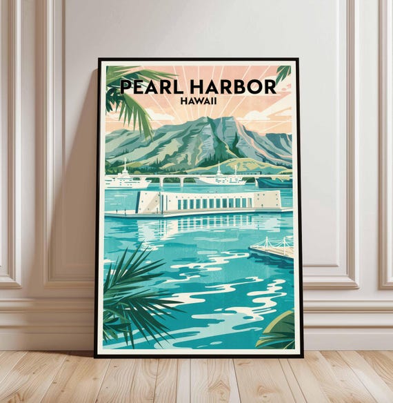 Pearl Harbor Travel Print Wall Art Hanging Home Dcor Gift Lovers Hawaii Lover Artwork
