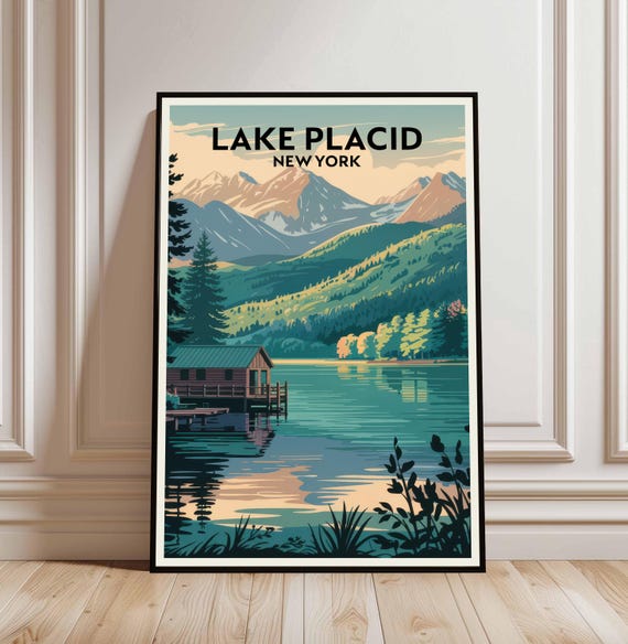 Lake Placid New York Travel Poster Usa City Wall Art