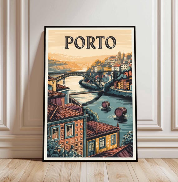 Porto Travel Poster Portugal Cityscape Art Home Office Wall Decor Unique