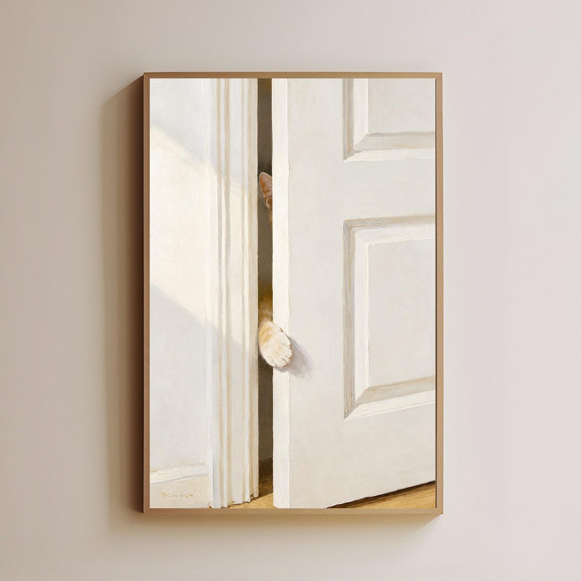 Peeking Cat Art Print Funny Wall Curious Animal Lover Gift