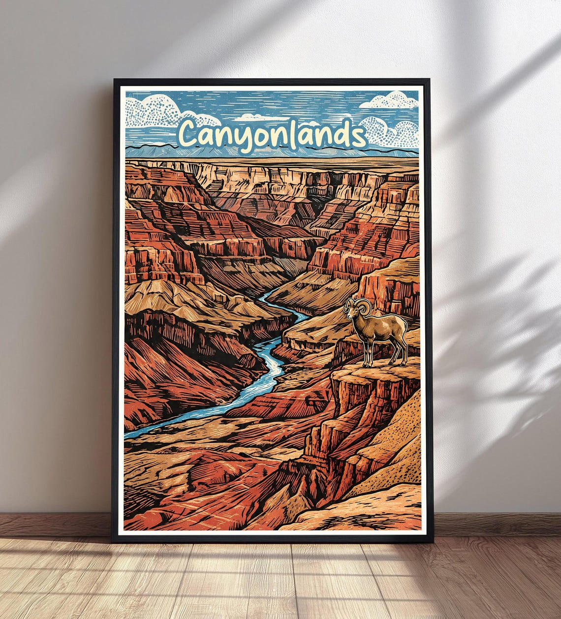 Canyonlands Utah Vintage Travel Poster Red Rock Canyon River Art