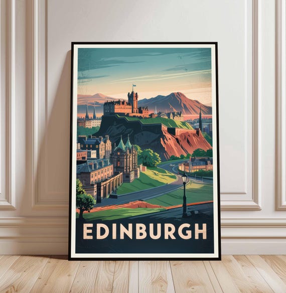 Edinburgh Cityscape Poster European City Art Scotland Travel Decor Home Office Wall Gift For Travelers And Adventurers