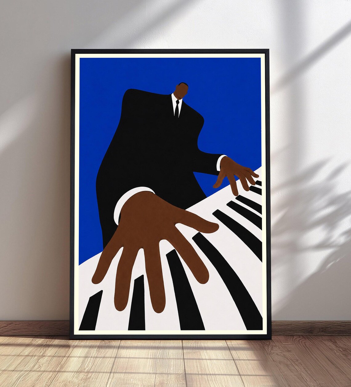 Jazz Piano Player Art Print, Retro Music Room Decor