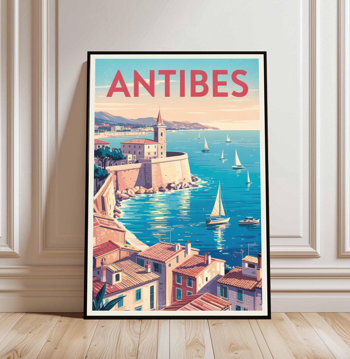 Antibes French Riviera Sailboat Harbor Travel Decorative Poster