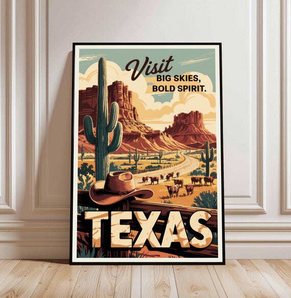 Texas Travel Poster, Desert Landscape