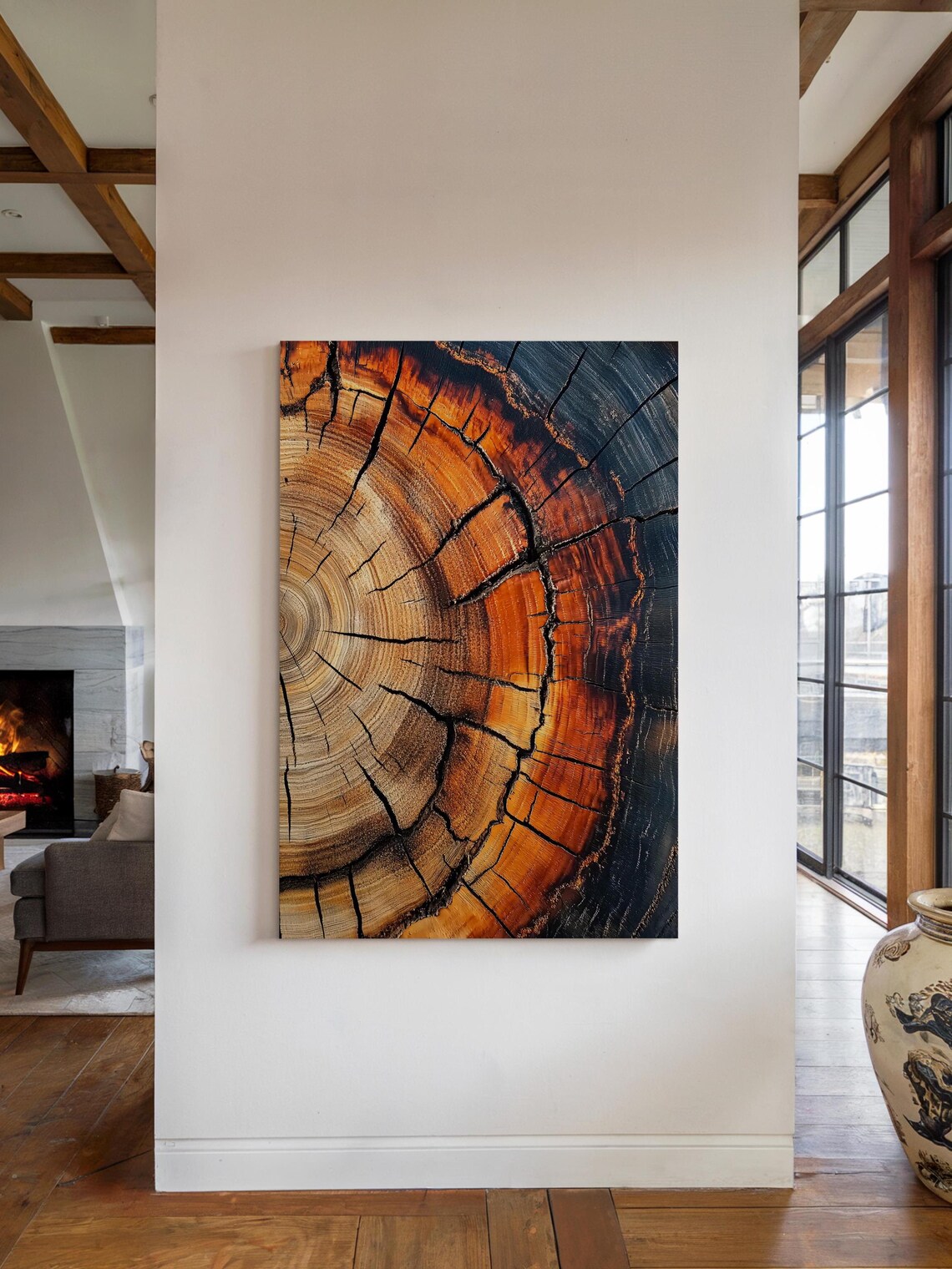 Tree Rings Art Print, Modern Rustic Cabin Decor