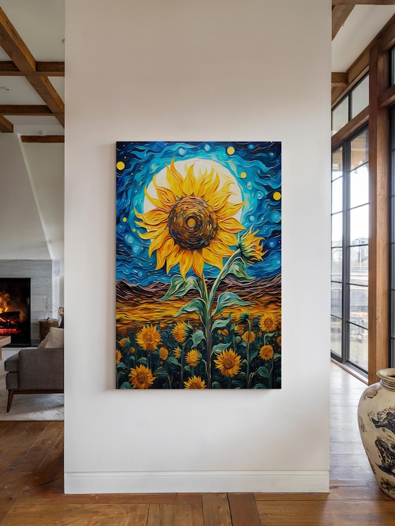 Van Gogh-Inspired Sunflowers Art Print, Floral Decor