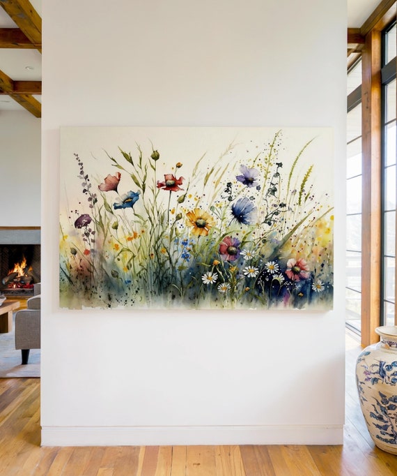 Watercolor Wildflower Flowers Art Print, Floral Decor